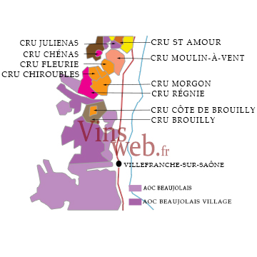 carte vignoble beaujolais