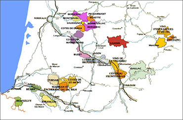 carte vin sud ouest
